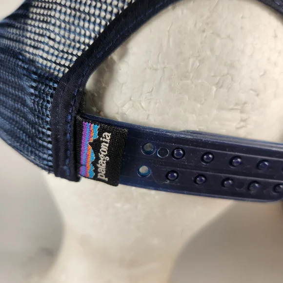 PATAGONIA Cap Hat Black Snap Back Patch Trucker Mesh Mountain Outdoors - Picture 10 of 10